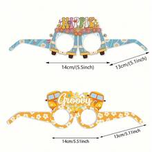 6/12 piezas Gafas de papel con temática hippie y retro, 2 piezas de gafas decorativas de colores para fiestas divertidas, adecuadas para decoración de fiestas de cumpleaños retro, fiestas hippie y gafas de papel - 6 piezas B - Ver 4
