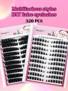 320 Cluster D Curly Manga Fox EyeFalse Eyelashes Divided Into Height, Mix Thick Left+Right For Paired Single Cluster. Slim Black Stem Thick Doll Style Sandwich Devil Style Natural Simulated Eyelashes,Natural Segmentation. Clustered Eyelashes.Makeup Tool,Moist Faux Mink Lashes Fluffy Messy Eyelash Extensions Makeup Fashion Long Thick Natural Curling Wet False Eyelashes,Ideal For Cosplay Anime & Fairy Look Lovers - CC - 查看 2