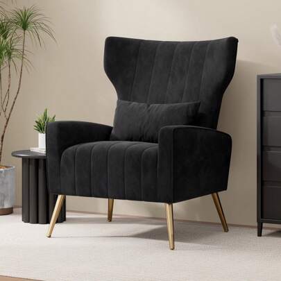 Nalupatio Armchair Recliner With Comfortable Cushion With Pillow Golden Metal Legs Padded Seat Lounge Couch Armchair For Living Room,And Bedroom