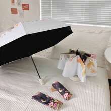 1pc Floral Cat Cartoon Pattern Foldable Umbrella, Sun-Proof & Rainproof Dual Use Automatic Open Close Portable Umbrella, Suitable For Students & Women Summer Cooling, Beach, Travel