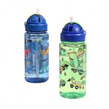 Kids Straw Cup With Big Capacity, Cute Design, Heatproof Plastic Sports Water Bottle For Summer