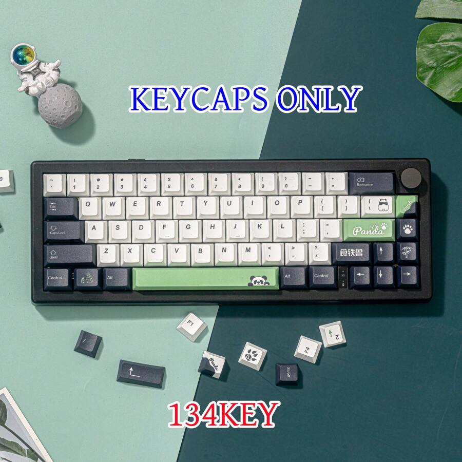 shsosk Teclas personalizadas con perfil OEM, con tema de panda, tinte sublimado en PBT y katakana translúcidos - Multicolor - Ver 1