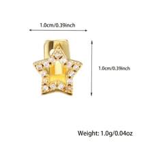 1 件钻石镶嵌单齿牙套，新款嘻哈风格铜空心心形和五角星锆石牙齿首饰，酷炫礼物 - 彩色 - 查看 5