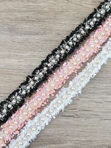 (1 Yard/Roll) 2cm Wide Lace Ribbon Pearl Lace DIY Clothing Decoration Sewing Accessories