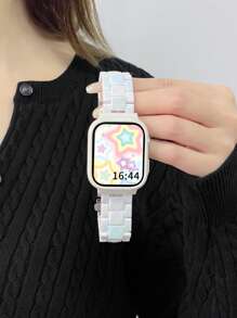 1pc Watch Band With Case Compatible With Apple Watch Series 44mm/45mm/46mm/42mm/40mm/41mm, Fashionable Replacement Watch Band Suitable For S9/8/SE/7/6/5/4/10,For MI Smart Band 9pro 8pro ,Women Men Fashion Strap Bumper Compatible With Redmi Watch 5 4,Watchband For Watch Fit 3 Band - Colorful White - View 9