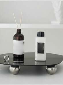 1pc Home Decorative Acrylic Jewelry Display Tray, Earrings Necklace Ring Bracelet Holder Rack, Asymmetrical Asymmetrical Design With Mirror Bottom, High-End Perfume Accessories Organizer