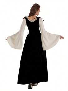 High Quality Women's Adult Corset Medieval Renaissance Vintage Princess Dress Halloween Costume Costume - 黑色 - 查看 2