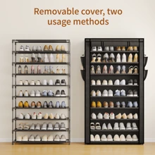 Tomnk Shoe Rack With Covers - 10 Tiers Tall Shoe Rack Organizer Large Capacity Shoe Shelf Storage 40 Pairs Space Saving Vertical Shoe Storage Organizer For Closet, Entryway, Dorm, Bedroom - Black - View 4