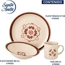Santa Anita Vajilla de Porcelana Viva México 12 piezas para 4 personas - 1 - Ver 6