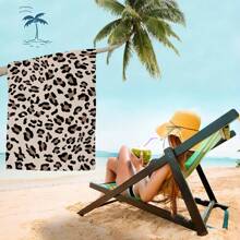 Telo da spiaggia oversize, leggero e ad asciugatura rapida in microfibra, con stampa leopardata, super morbido e anti-sabbia, adatto per piscina, spiaggia, donne, in colore nero e stampa leopardata, regalo