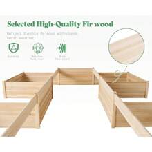 H-Shaped 12x12x2 FT Wooden Raised Garden Bed, Double-Layer Planter Box With 180 Cu.Ft Capacity, Perfect For Patio And Backyard Gardening - Wood - View 4