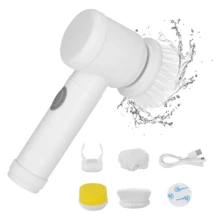 Kitchen 3 In 1 Automatic Electric Rotating Cleaning Dust Brush Power Scrubber Electric Spin Scrubber Electric Dish Scrubber - White - View 3