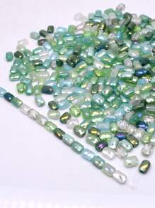 30pcs/Bag Pink Red Green Color Faceted Grid Rectangle Square Loose Beads Glass Beads Faceted Loose Spacer Beads For Jewelry Making DIY Jewelry Accessories Design