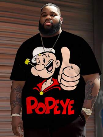 Sailor Cartoon Pattern T-Shirt - Polyester, Short Sleeve, Round Neck - Suitable For Casual Outing And Leisure Wear, Casual T-Shirt | Cute Design Plain Shirt