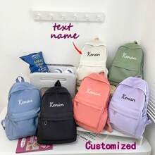 Customized Name Backpack | Nylon Backpack With Personalized Heat Transfer Printing | Lightweight Boys' And Girls' Back To School Bag - Multicolor - View 3