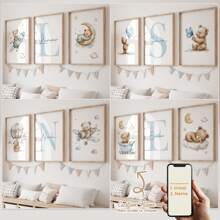 3 szt./zestaw spersonalizowany niebieski niedźwiedź imię imię dzieci płótno plakat sztuka ścienna, niestandardowy plakat z imieniem do wystroju domu, kreskówkowy niebieski niedźwiedź imię prezenty wydruki na płótnie do salonu sypialnia kuchnia pokój dziecięcy pokój chłopców wystrój domu, prezent i dekoracja, bezramowy prezent urodziny ukończenie szkoły, wielofunkcyjny, szybkoschnący, wodoodporny, przeciwpleśniowy, wielokrotnego użytku, ozdobny, słodki, stylowy, wykwintny, uroczy, schludny, wysokiej jakości, nowoczesny, niestandardowy, spersonalizowany, niepowtarzalny, idealne prezenty dla niego, idealne prezenty dla niej, kuchnia, jadalnia, łazienka, salon, sypialnia, szkoła, biuro, herbaciarnia, dom, ogród - Zobacz 2