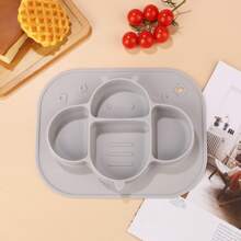 1 Set de mantelito, cuchara y tenedor para bebé, adecuado para niños pequeños, plato de bebé de silicona con succión, plato infantil