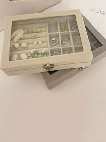 3 w 1 Organizer podróżny na biżuterię - Kompaktowe etui na pierścionek, kolczyki, naszyjnik z podszewką antypoślizgową, przenośne pudełko prezentowe dla kobiet (1 szt.) Organizer podróżny do przechowywania