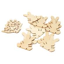 10pcs DIY Easter Rabbit Decor, Wooden Rabbits For Crafts, Creative Painting Wooden Pieces, For Easter Home Decoration