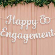 Pancarta de felicitación por el compromiso, decoraciones para la fiesta de compromiso en dorado, plateado y rosa dorado, letreros de decoración para la fiesta de compromiso, boda y despedida de soltero - Multicolor - Ver 11