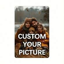 1pc Customizable 8x12 Inch Metal Tin Sign Plate With Your Photo Weather-Resistant Home Decor Sign, Pre-Drilled, Rounded Corners, Family Photos, Ideal Gifts For Him, Anniversaries, Valentine's Day, Mother's Day, Father's Day, Personalized Gift - Multicolor - View 2