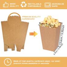 24/12pcs/1pc Brown Kraft Paper Popcorn Box, Fries Box, Candy Box, Suitable For Movie Theater, Mall, Party, Christmas