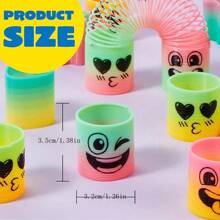 6/12/24/36/48 件春季彩虹派对礼品，迷你塑料弹簧玩具，坐立不安压力弹簧迷你弹簧散装玩具，适合嘉年华奖品生日，礼品袋 - 表情 - 查看 4