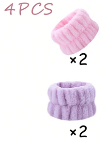 Bộ 8PCS/6PCS/4PCS/2PCS/1PC - Vòng đeo tay phòng tắm, vòng đeo tay co giãn đơn sắc đơn giản, vòng đeo tay rửa mặt thấm hút, vòng đeo tay thấm ẩm cho nữ, chống mồ hôi khi trang điểm và thể thao, dùng để rửa mặt, rửa tay - Nhiều màu - Xem 20