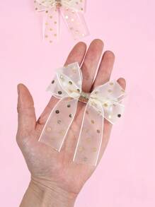 2 szt. Kokarda do włosów z nadrukiem w kropki dla kobiet, beżowa siateczka, spinki krokodylkowe, eleganckie dziewczęce kokardy do warkoczyków, spinki do włosów, wiosenne spinki do włosów, damskie akcesoria do włosów