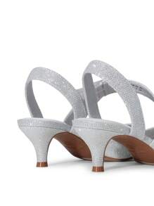 Women's Kitten Heels Fashion Pumps Closed Toe Pointed Toe Stiletto Low Heel Strappy Comfortable Party Dance Wedding Dress Shoes - 銀色 - 查看 7