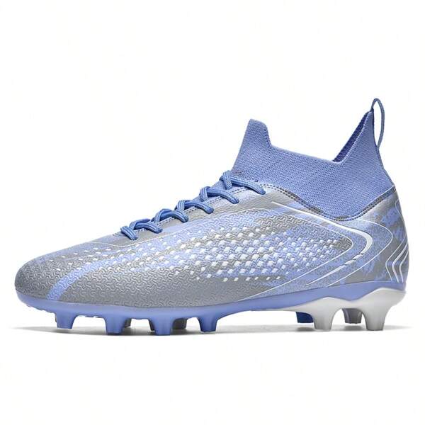 Botas de fútbol para hombres y mujeres, con tacos extraíbles para campo de césped artificial, zapatos de entrenamiento para estudiantes y adultos, antideslizantes para campos artificiales y de hierba, zapatos de fútbol profesionales de juventud, estilo alto en color negro en existencia