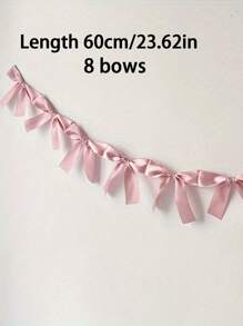 蝴蝶结手工丝带拉花横幅装饰流行布置装饰（长60cm，8个蝴蝶结） - 彩色 - 查看 2