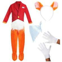 Boys Fantastic Mr Fox Costume Book Character Childs Fancy Dress World Book Day Costume For Kids Fox Suit Blazer With Orange Fur Trousers, Headband, Cravat And Gloves - Deluxe Costume - View 2