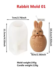 Molde de silicona en forma de huevo redondo y conejo 3D para velas, kit de decoración DIY creativo para hacer velas, jabón y decoraciones de Pascua con aroma
