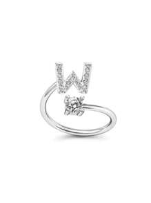 1pc Adjustable English Alphabet Letter Ring - Silver - View 22