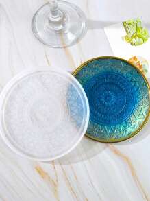 Diy Crystal Epoxy Cup Mat Mold, Mirror Finish Pattern Circle Resin Silicone Mold For Teacup