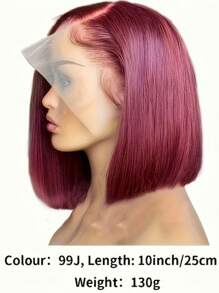 Eulisi 13X4 直发蕾丝前假发，60%真人发，女士短款波波头假发，180密度无胶高清透明蕾丝前假发，预先拔毛并带有婴儿发，自然发际线，8-14英寸，万圣节服装