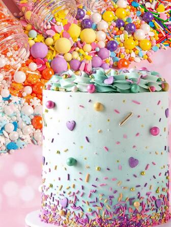 85g/3oz、烘焙装饰糖果珠、生日蛋糕、甜甜圈、慕斯蛋糕、纸杯蛋糕装饰、节日烘焙装饰、生日派对、周年派对、婚礼派对装饰（仅用于装饰）