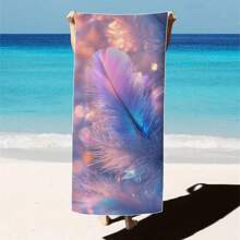 1pc Feather Pattern Extra Large Beach Towel - Soft, Light-Weight, Absorbent Polyester Bath Towel, Suitable For Travel, Swimming, Camping, Yoga, Beach Party, Fitness And Seaside Vacation, Perfect Gift For Family And Friends Mother's Day Flowers, Personalized Gifts For Mom, Last Minute Gifts, Mother's Day Ideas, Mothering Sunday Gifts, Handmade Cards For Mum, Best Mother's Day Gifts Under $50 Summer, Holiday