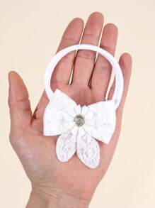 4pcs White Lace Bow Headband Baby Headband Daisy Lace Bow Hairband Wedding Elegant Headband For Toddler Girls, Infant, Newborn, Kids Baby Hair Accessories - White - View 4