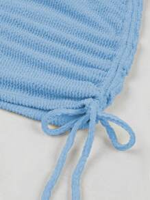 3件套欧美风性感单肩罗纹比基尼泳装套装