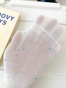 4 pares de calcetines cortos de mujer con puntos de malla, calcetines en negro, blanco, rosa y amarillo, ligeros, cómodos y transpirables, adecuados para primavera y verano, colores surtidos
