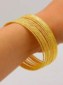 12 件套 18K 镀金花卉雕刻手镯，经典设计，迪拜、欧洲和美国女士珠宝