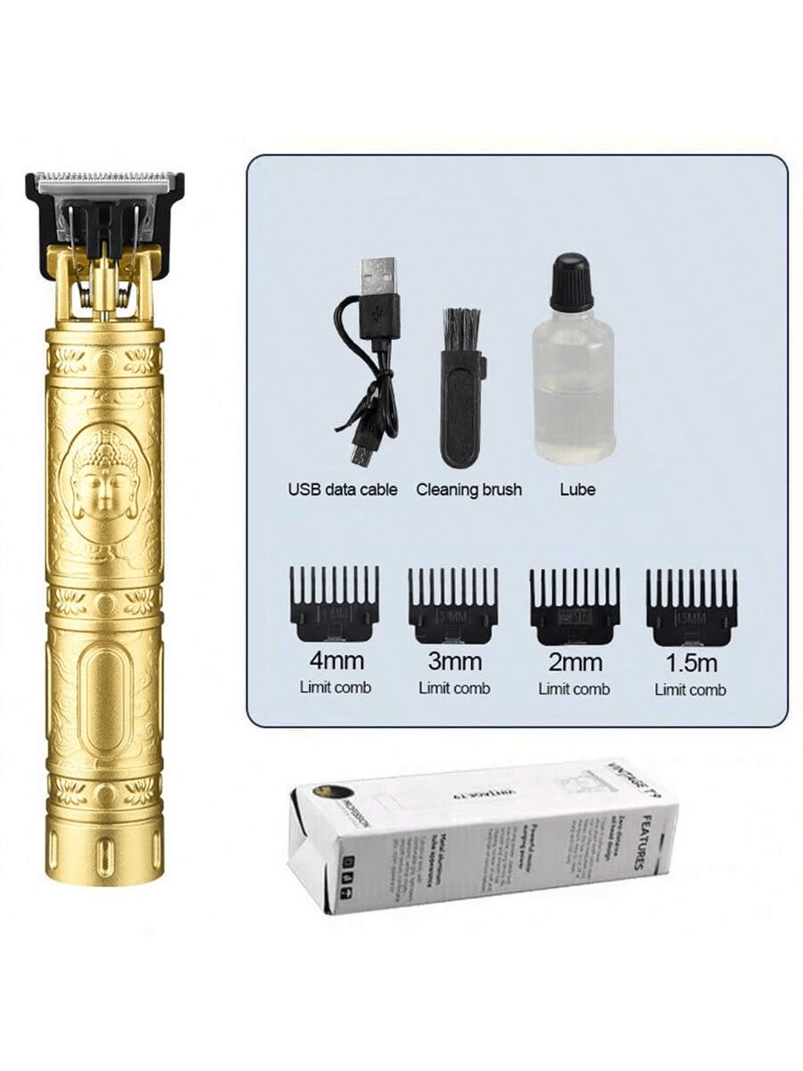 1pc Rechargeable Electric Hair Clipper For Men, Made Of ABS With Dragon And Phoenix Pattern, Wireless Portable Home/Travel Professional Barber Haircut Trimmer