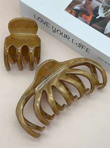 1pc Retro Minimalist Fashion Design Wooden Color Hair Clip, Hair Accessory For Women