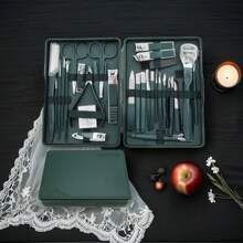 36-częściowy zestaw obcinaczy do paznokci ze stali nierdzewnej w zielonym gradiencie - kompletny zestaw do manicure z odpornymi na zachlapanie obcinaczami do paznokci, nożyczkami i ostrzami - w zestawie etui do przechowywania zapewniające bezproblemową organizację