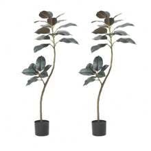 Danolapsi Artificial Rubber Tree,Faux Rubber Plants With Plastic Pot,Tall Fake Tree Faux Plant,Large Floor Plant For Living Room Home Office Decor Housewarming Gift,2PCS - 3.9 英尺 - 查看 1