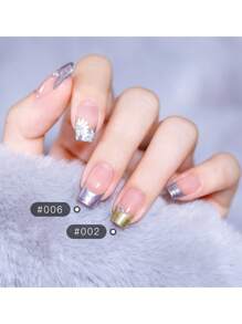 1 件 5ml 银色日式镜面金属凝胶指甲油，超闪亮，适用于法式绘画、线条、边缘和光疗半永久性清漆可浸泡指甲油 UV LED 凝胶指甲油修指甲用品 DIY 沙龙居家礼物送给女性 - 金色 - 查看 5