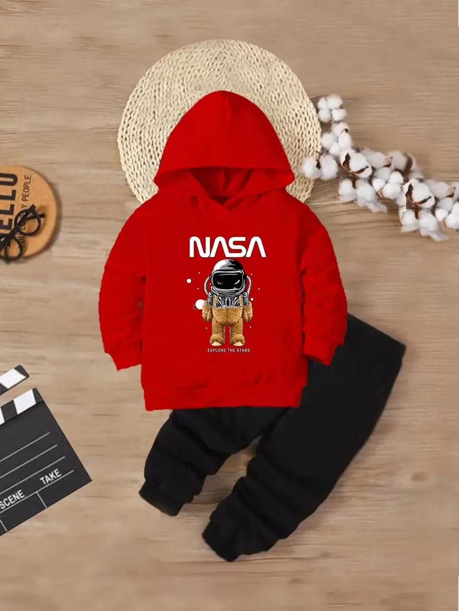 Conjunto Moletom Urso Pelucia Menino Infantil Blusa e Calça Kids Flanelado - Vermelho - Visão 1