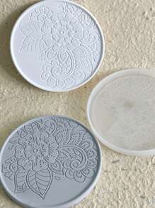 Diy Crystal Epoxy Cup Mat Mold, Mirror Finish Pattern Circle Resin Silicone Mold For Teacup